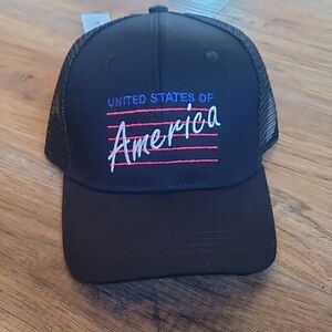Black USA Embroidered Trucker Hat, Adjustable
